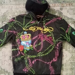 Ed Hardy Kids Hoodie with Black and Pink Design